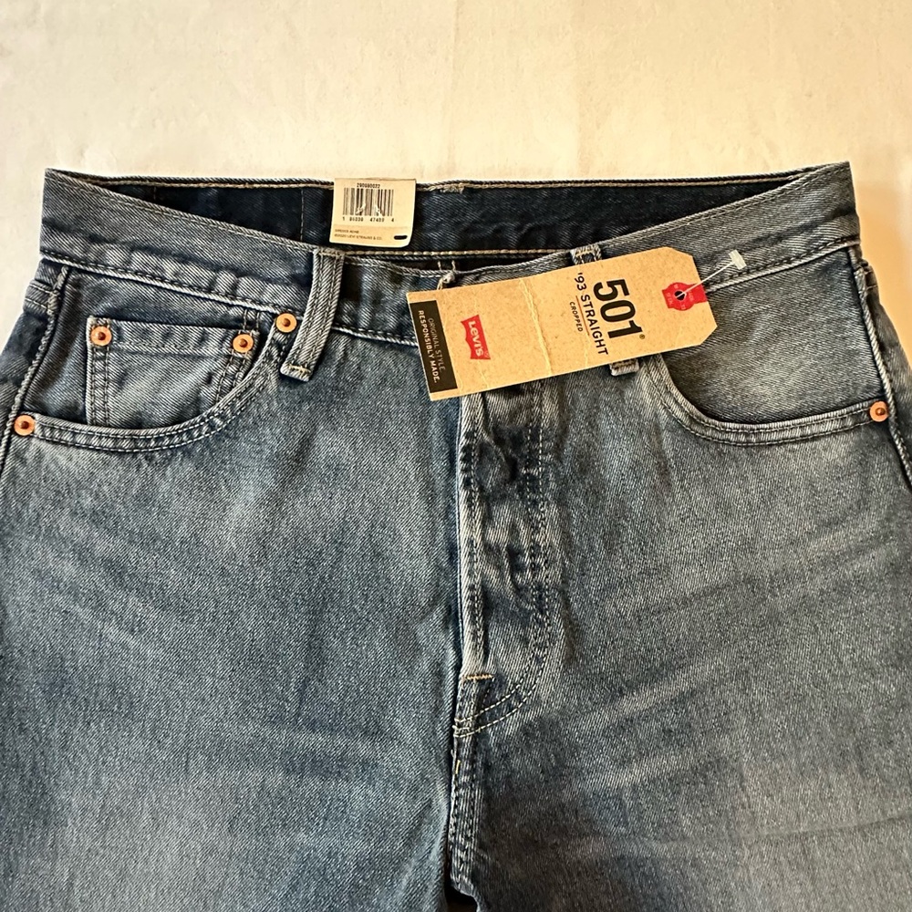 Levi's 501 Blue Straight Jeans Stretch Classic Style